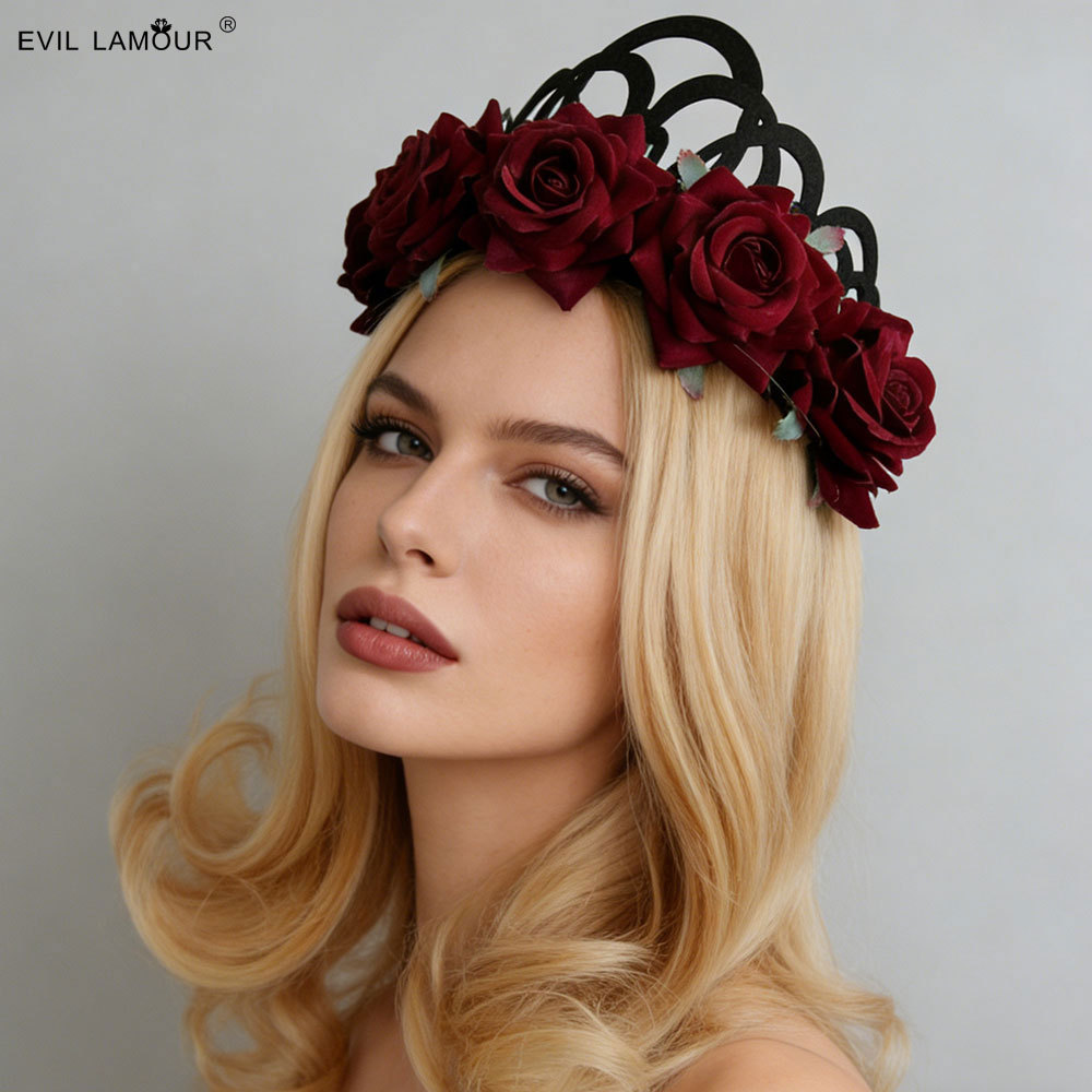 Halloween Christmas Queen Studio Photo Accessory Rose Crown Headband Headpiece Floral crown FD-39