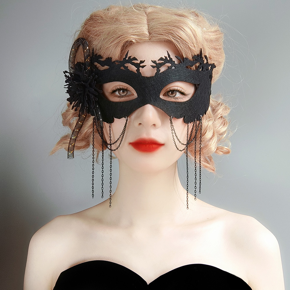 Masquerade Tassel Flower Mask Half-face Princess Reaper Witch Horror Sexy Mask Prop MJ-163