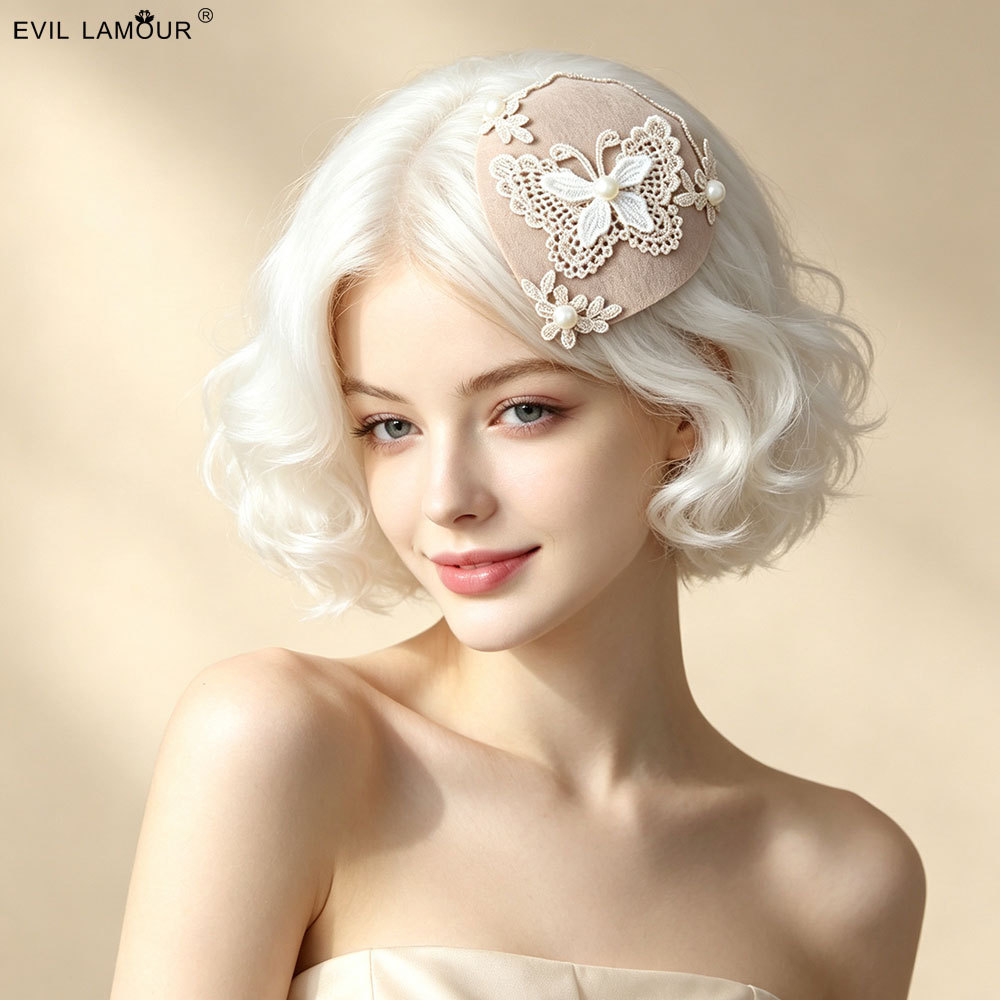 Lace Butterfly Pearl Autumn and winter Fascinator Hair clip Accessory Lolita Hair accessory FJ-02