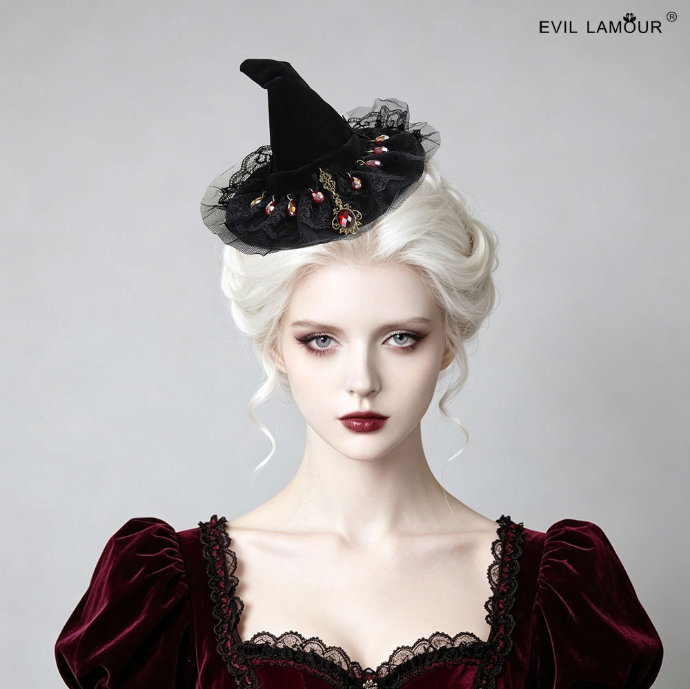 Masquerade Party Styling Witch hat Fascinator Stage Runway Photo Headpiece Gothic FJ-97-1