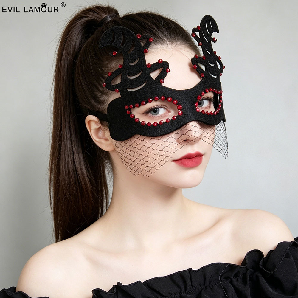 Demon Reaper Vampire Roleplay Halloween Mask Sexy Tulle Mask MJ-43-1