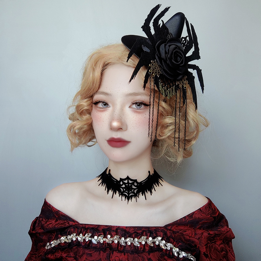 Black Spider Tassel Fascinator Clip - FJ-43-1