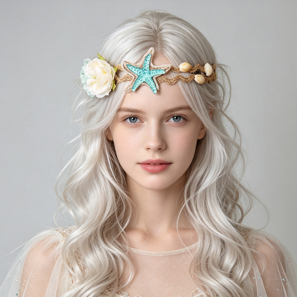 Beach Photo Princess Headpiece Vacation Starfish Shell Headband Travel Floral crown FD-71