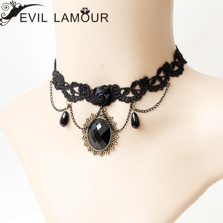 Black Lace Necklace Choker Collarbone necklace False collar Creative Accessory JL-91