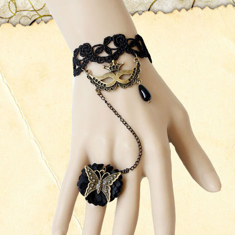 Venice Mask Lace Women Bracelet Ring Hand chain Set Western Accessory WS-237