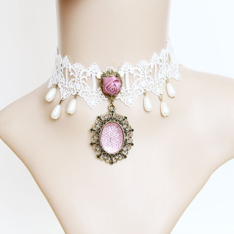 EVIL LAMOUR White Lace Women Choker Short necklace False collar Western Vintage Accessory JL-94