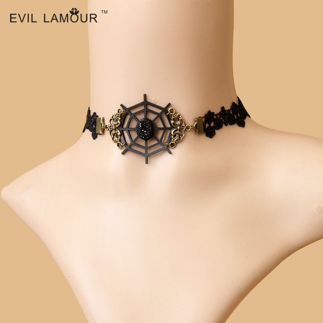 Demon Gothic Lace Women Choker Short necklace False collar Accessory JL-96