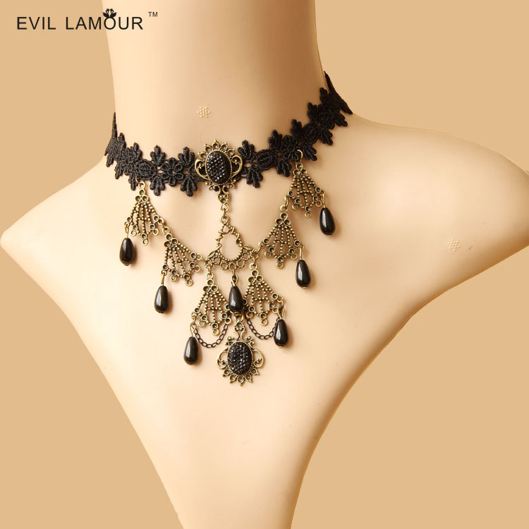 Dark Women Vintage Lace Women Necklace False collar Accessory Travel Accessory JL-97