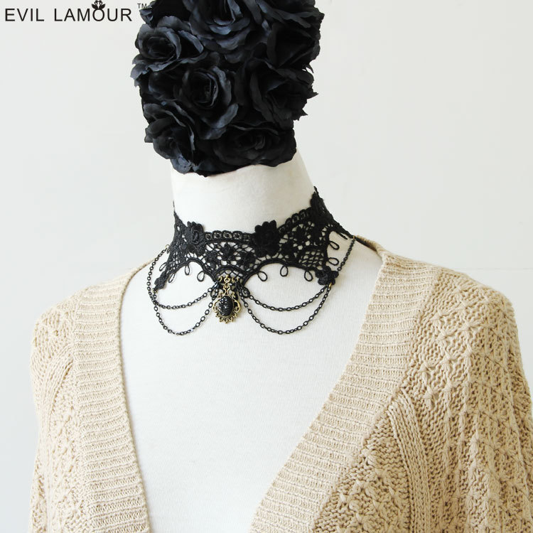 Gothic Vintage Lace Necklace Western Holiday Gown Choker False collar Accessory JL-51