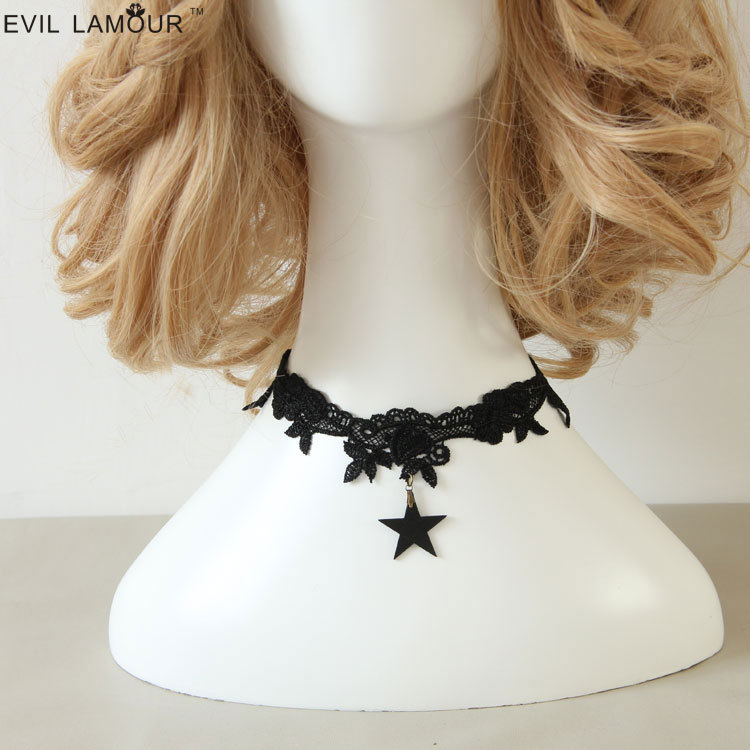 Star Decor Necklace Women Fashion Vintage Western Lace Choker Birthday gift JL-53