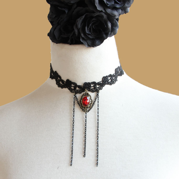 Black Lace Short Statement Bridal Gown Necklace Studio False collar Accessory Christmas JL-11-0