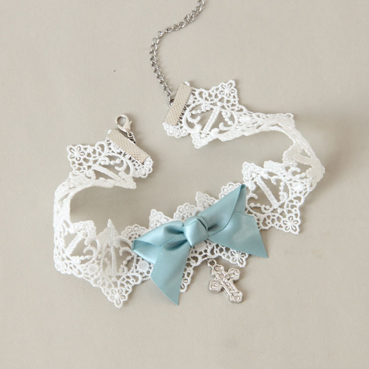 Fresh Cross Lace Necklace Women Short Collarbone Women Choker Holiday Accessory JL-36