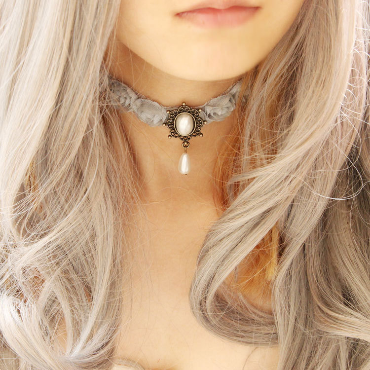 DIY Vintage Court Bridal Lace Choker Women Collarbone necklace Accessory Jewelry JL-65