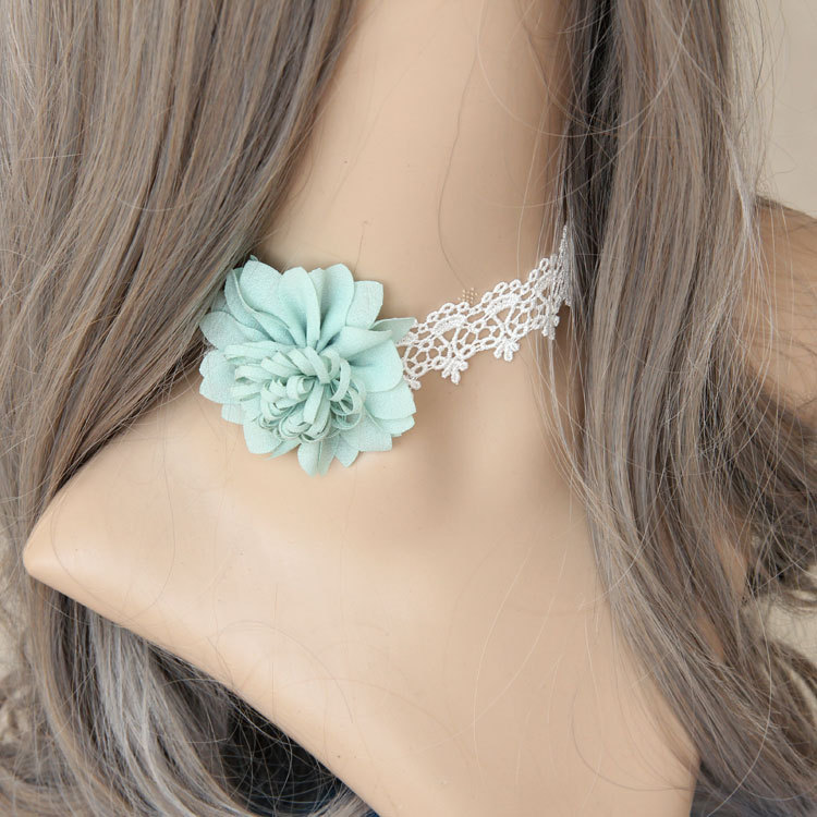 Vintage Handmade Flower Necklace Women Short Collarbone choker Lace False collar Accessory JL-124