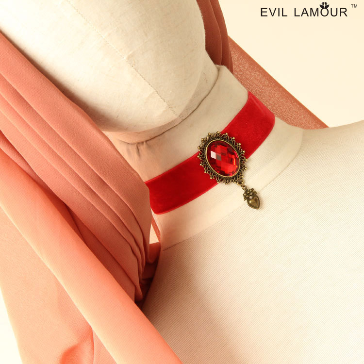 Red Bridal Vintage Necklace Fashion Lace Women Choker Small Accessory False collar Jewelry JL-129