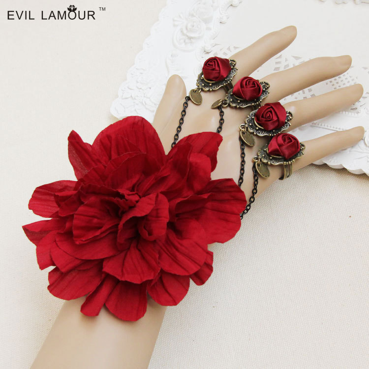 Bridal Flower Accessory Bracelet with ring Hand chain Women Jewelry Bridesmaid Gown Accessory WS-112