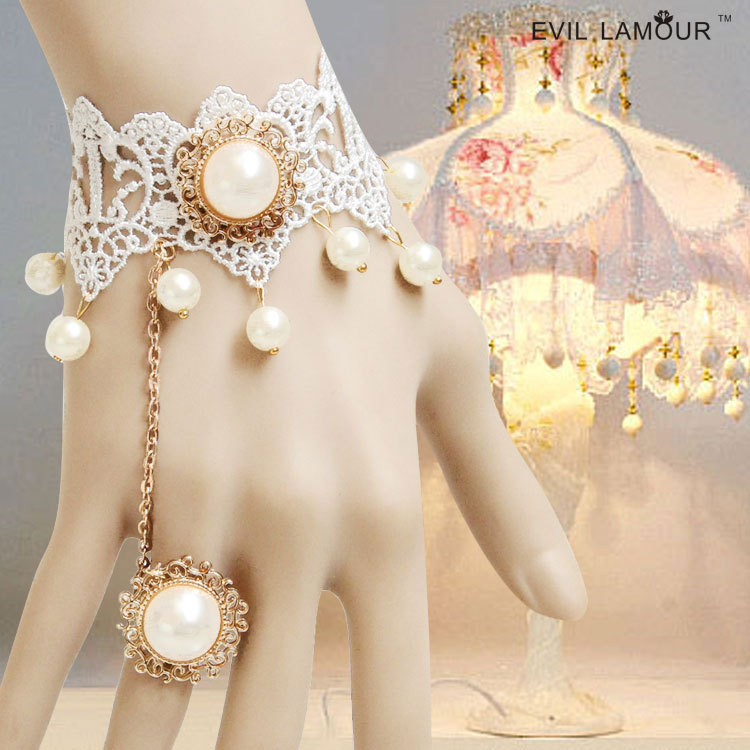 Princess Bridal Bridesmaid Fashion Lace Bracelet Ring Hand chain Wedding Accessory WS-35
