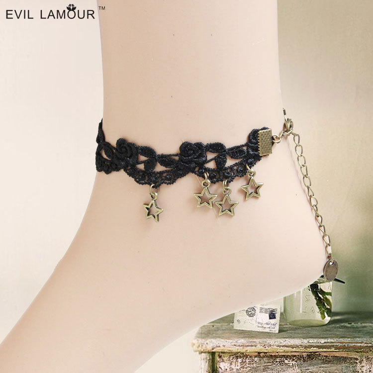 Japanese Gothic Fashion Vintage Lace Women Anklet Handmade Accessory FL-46