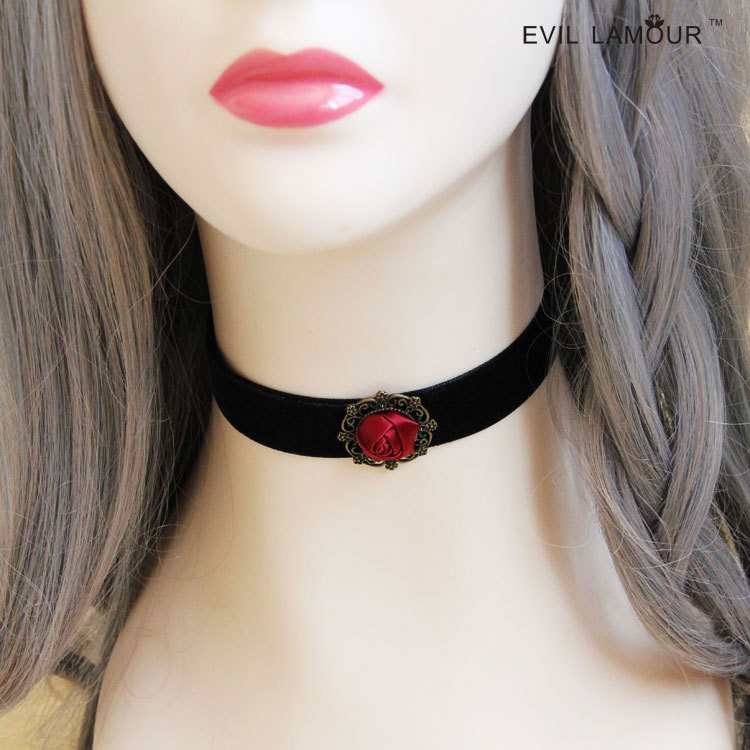 Necklace Queen Rose Choker Short necklace Gothic Vampire Accessory JL-158
