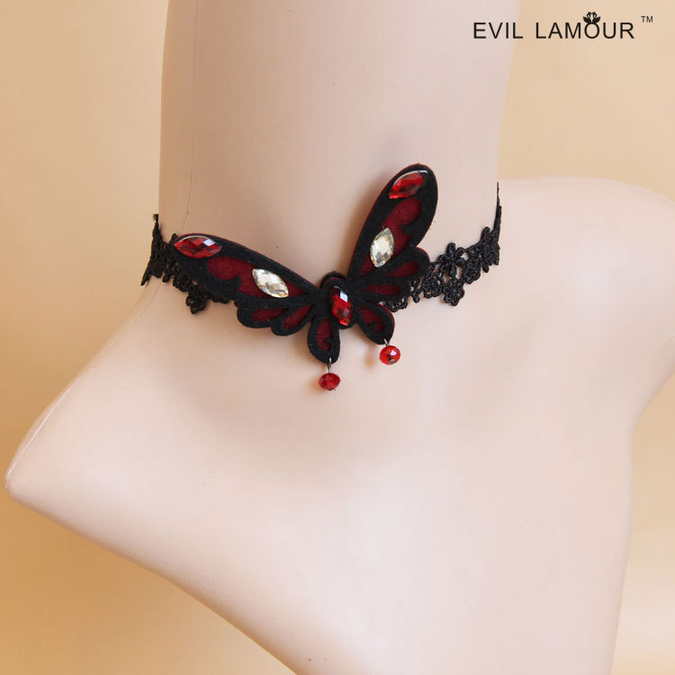 Gothic Vampire Butterfly Collarbone choker False collar Fashion Korean Short necklace JL-198