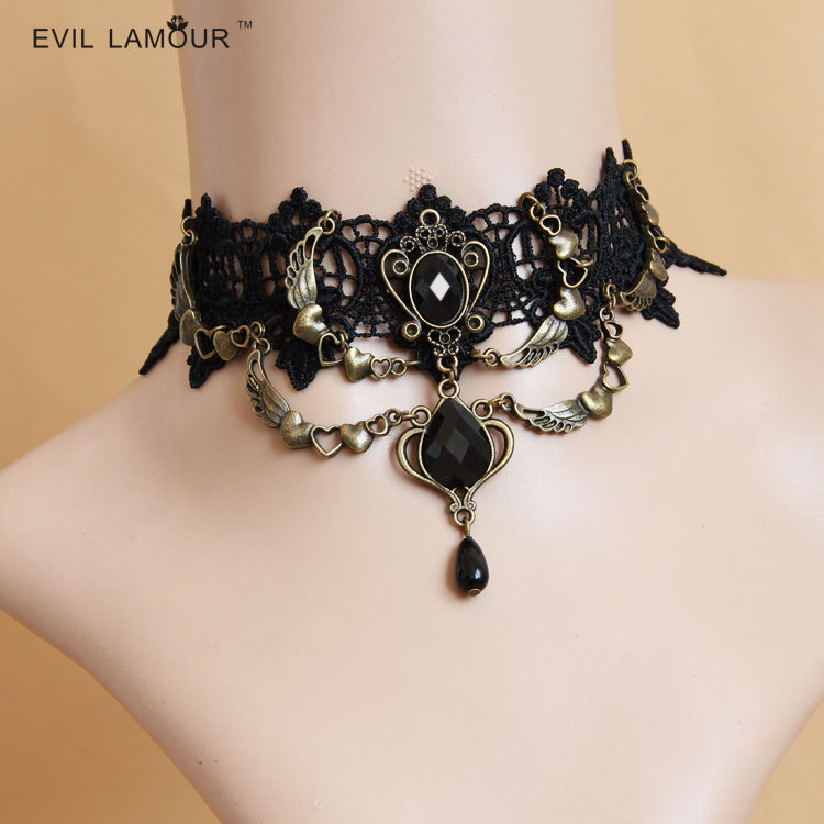 Gothic Punk Ball Necklace Lace Choker Women Short necklace Choker Accessory JL-210