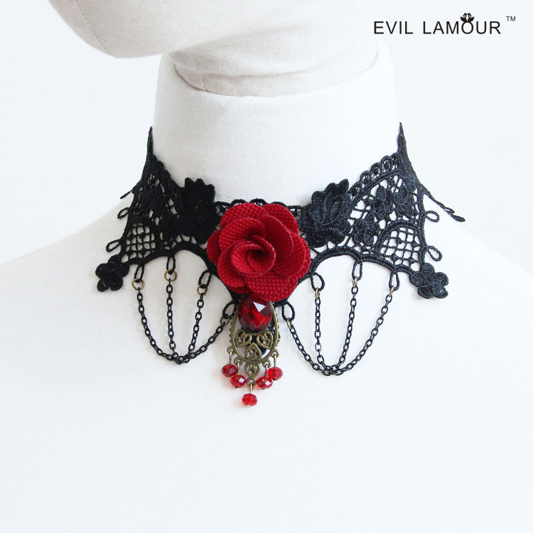 Gothic Vampire Rose Lace Fashion Choker Women Short necklace Choker JL-220