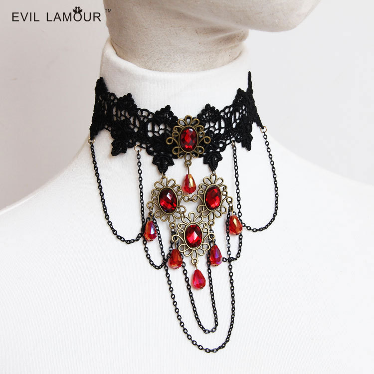 Bridal Gothic Vampire Western Statement Accessory Lace Fashion Choker Short necklace Choker JL-221