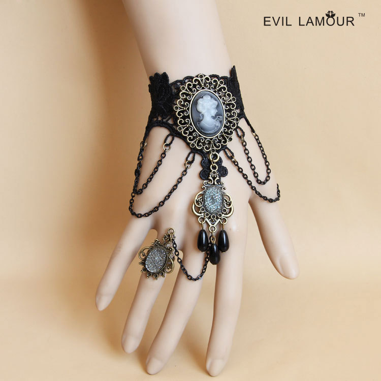 Ball Accessory Lace Bracelet Ring Hand chain Jewelry Birthday gift WS-278