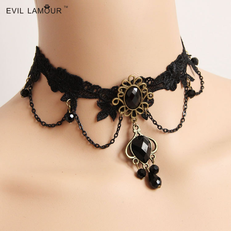 Vintage Black Lace Decor False collar Choker Short necklace Choker Accessory JL-234