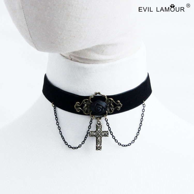 Punk Choker Necklace Women Choker Gothic Cross Necklace Fashion Accessory JL-241