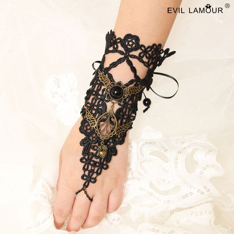 Black Lace Bracelet Gothic Punk Vintage Statement Jewelry WS-94