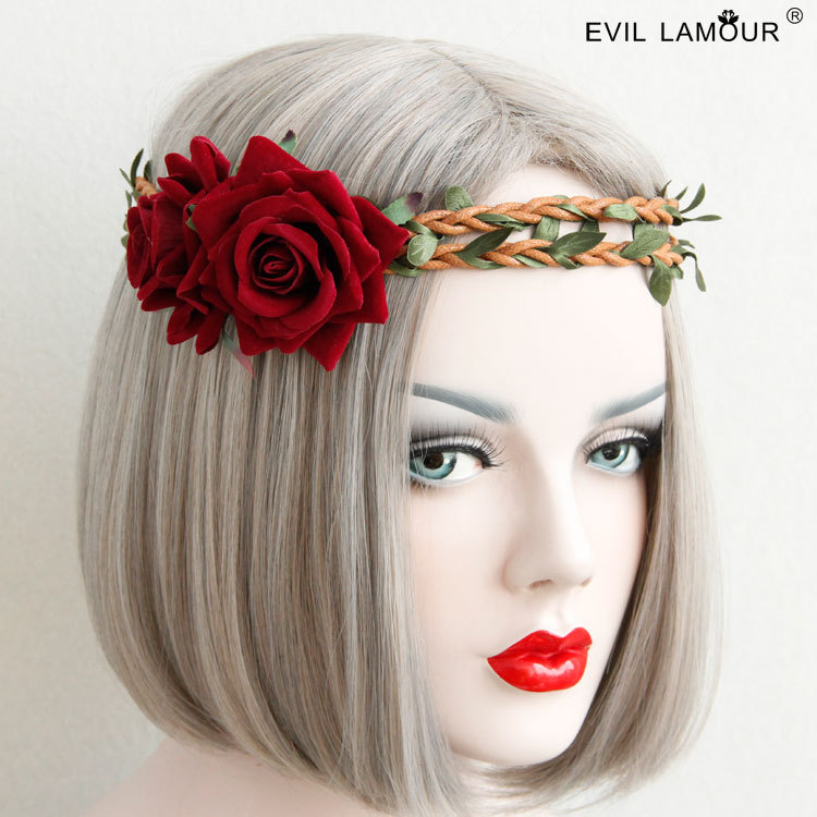 Christmas Rose Floral crown Headband Seaside Vacation Women Bridal Accessory FD-10