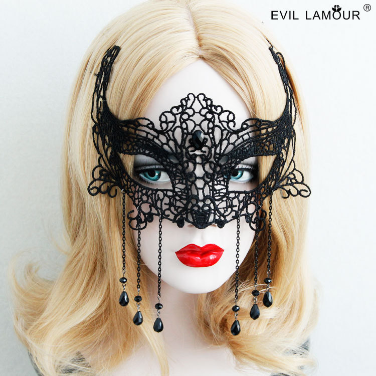 Sexy Cutout Eye mask Black Lace Half-face Mask Stage Performance Halloween Party Accessory MJ-52