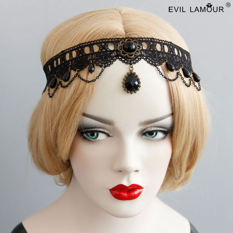 Halloween Ball Gown Accessory Gothic Lace Headband Hair accessory Headpiece FD-07