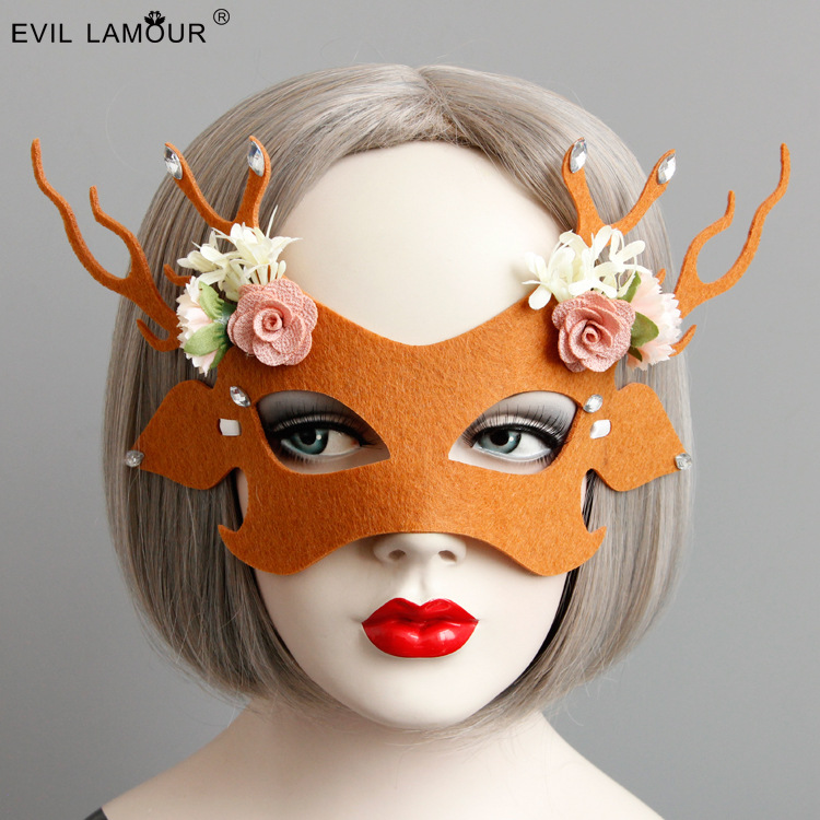 Christmas Antler Mask Party Makeup Stage Performance party Half-face Accessory MJ-62