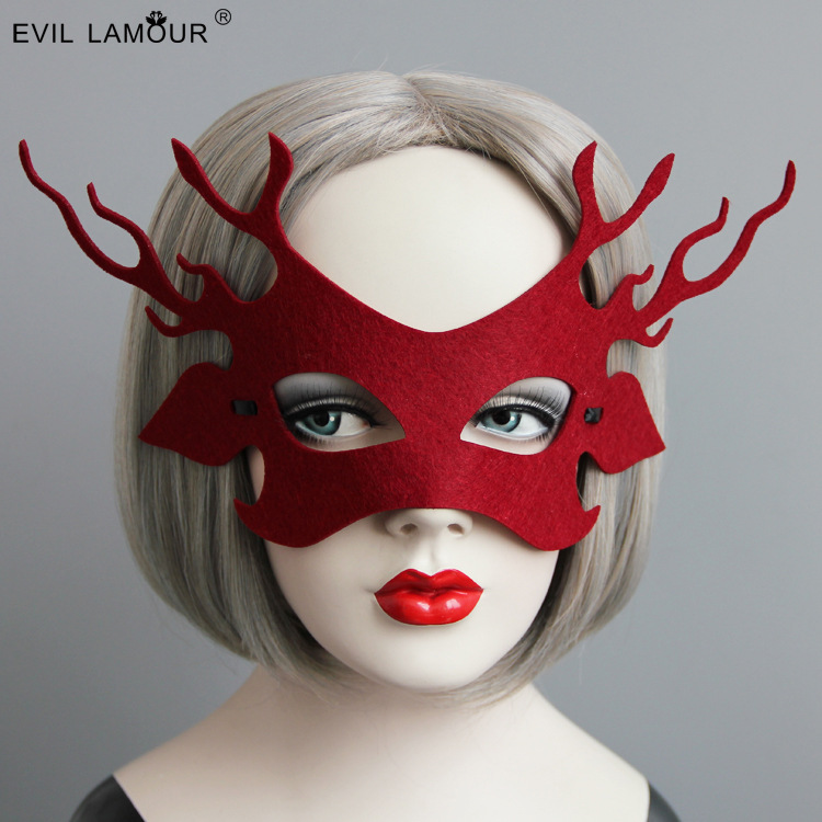 Korean Antler Half-face Mask Christmas Adult Sexy Bar Nightclub Ball Accessory MJ-63