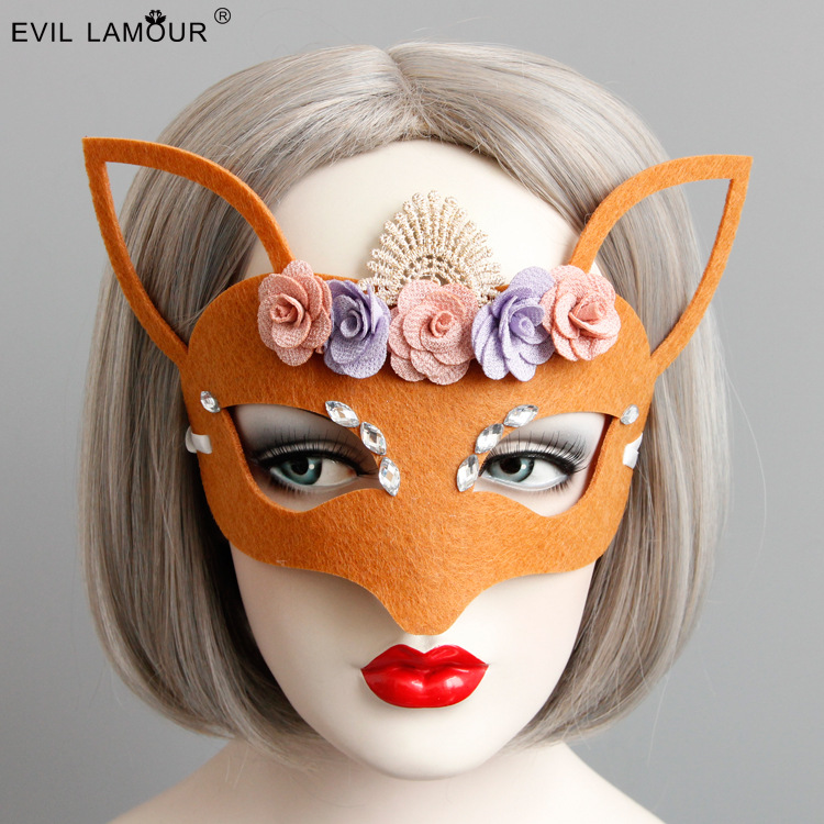 Woodland Lace Flower Fox Mask Christmas Adult Ball Accessory MJ-61