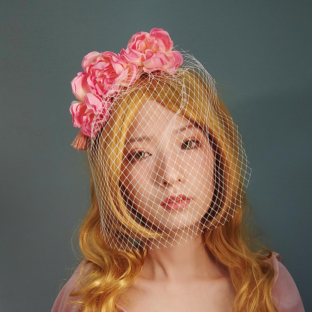 Flower Veil Headband Sexy Headpiece Nightclub Bar Performance DJ Host Accessory FG-98