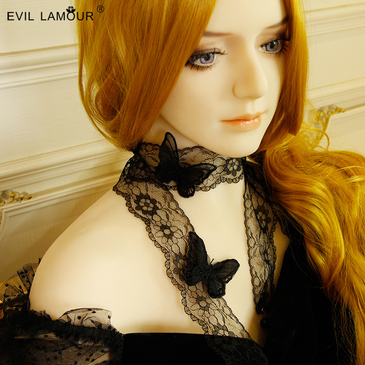 Black Butterfly Necklace Collarbone necklace Choker Women choker Accessory Tie Choker JL-59-1