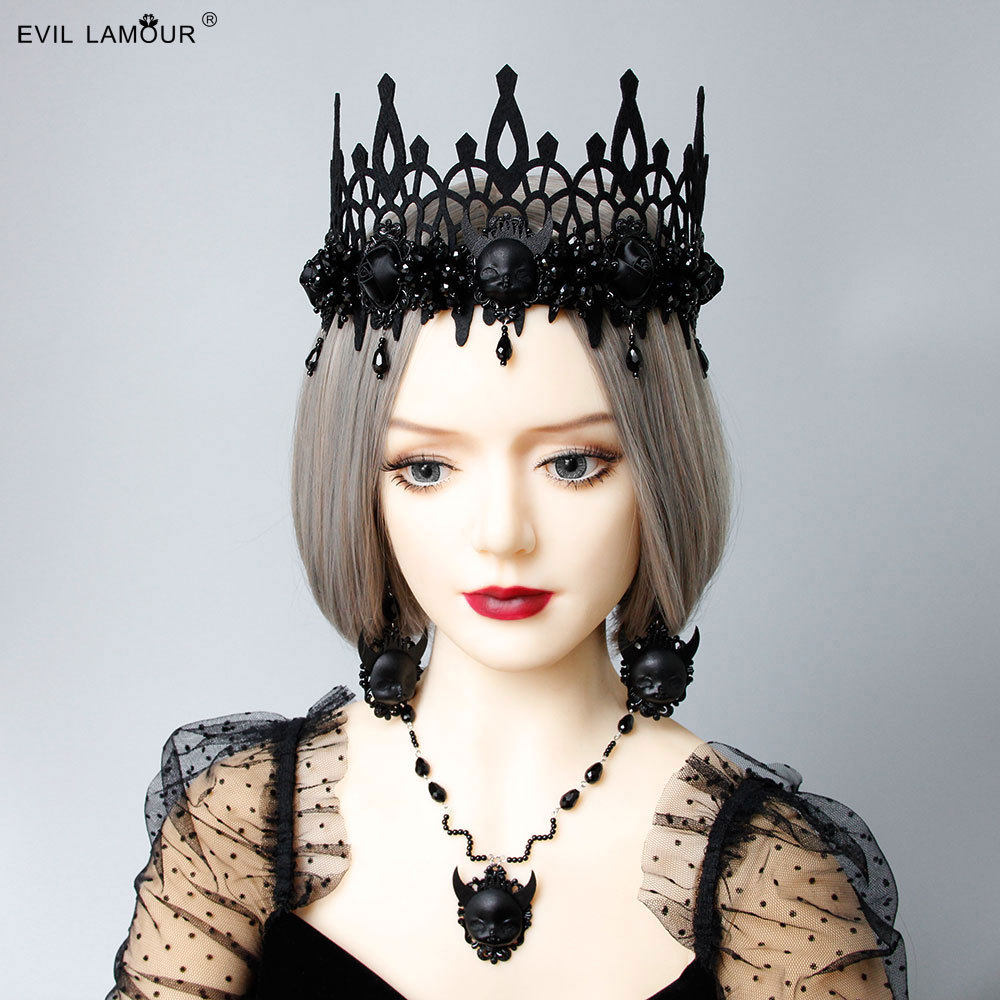 Black Reaper Demon Witch Crown Ball Party Photo Prop Halloween King Crown FD-54-1