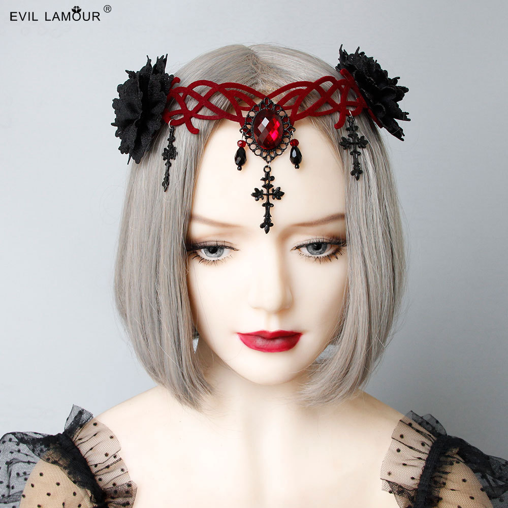 Gothic Vampire Reaper Roleplay Cross Headpiece Halloween Ball Women Crown FJ-23-1