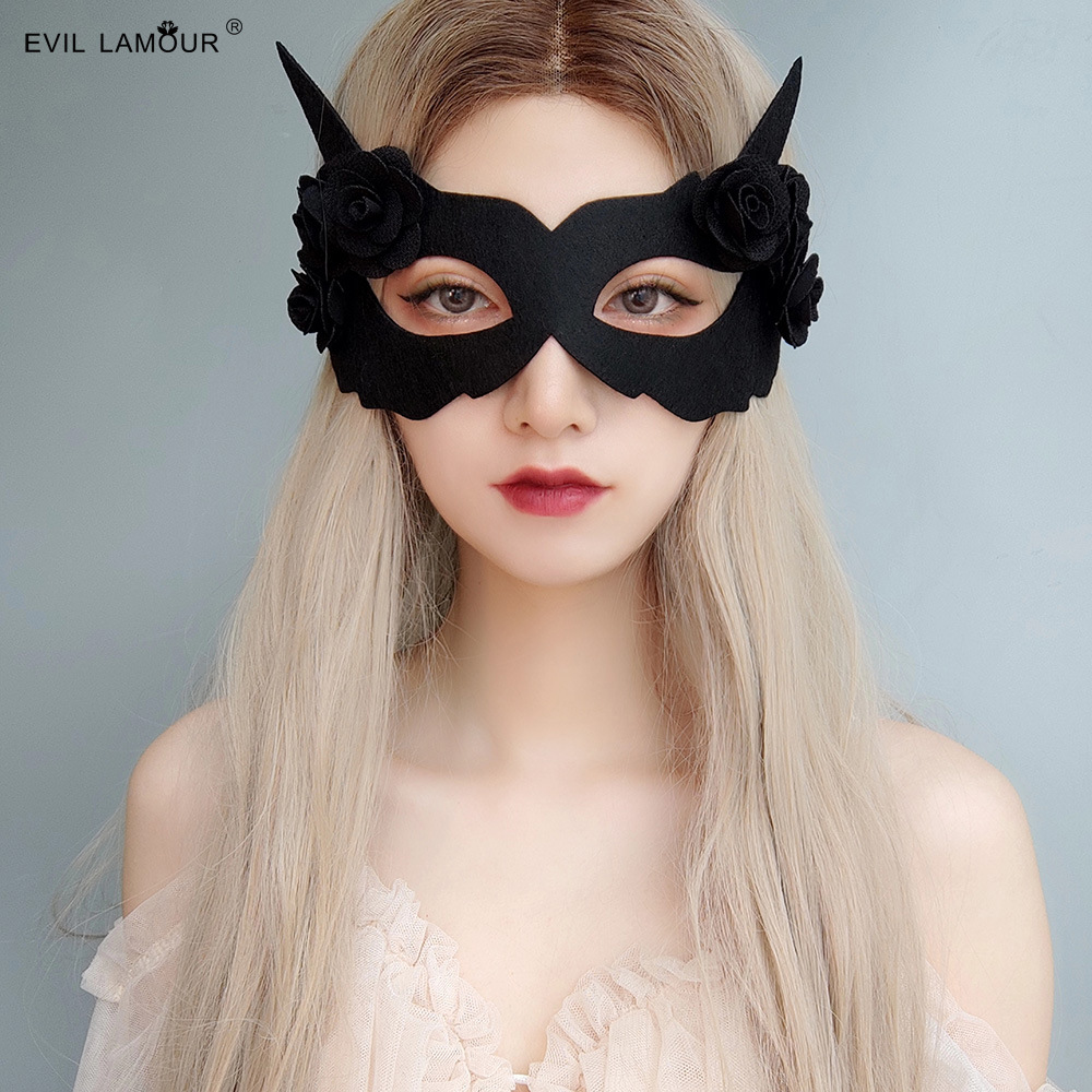 Black Flower Sexy Fox Mask Bar Halloween Carnival Masquerade Party Prop MJ-97