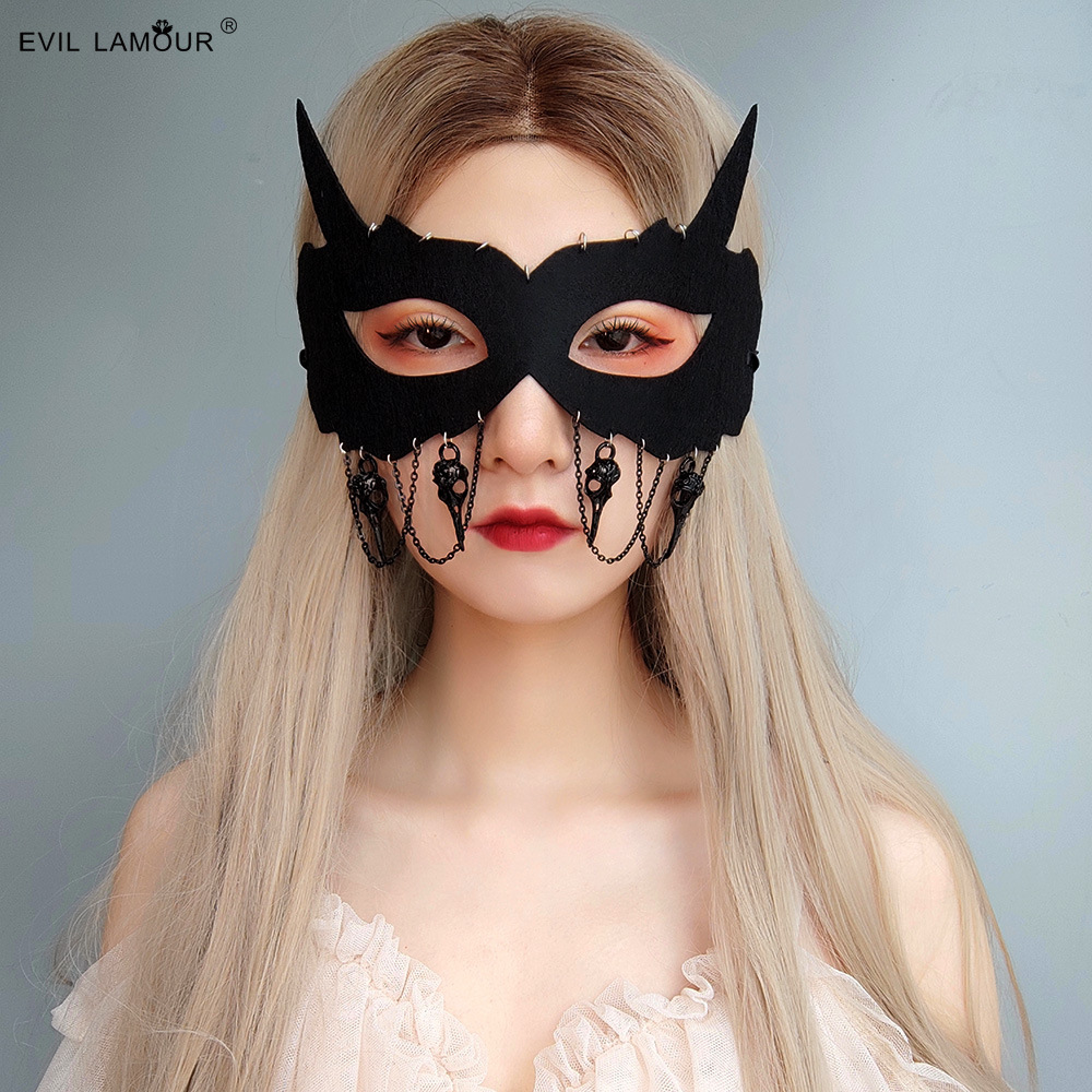 Punk Halloween Fox Tassel Half-face Mask Adult Holiday Masquerade Mask MJ-98