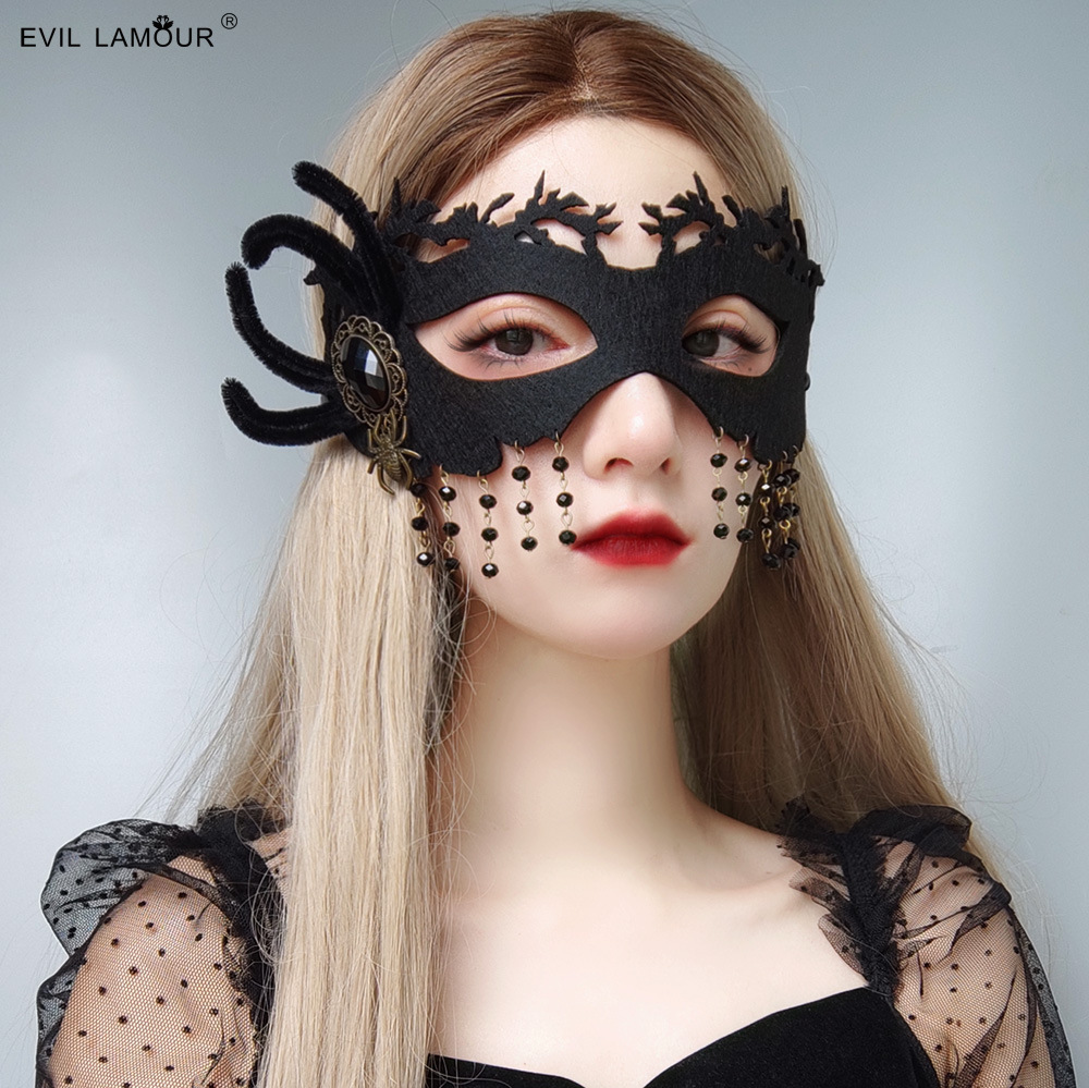 Halloween Party Black Spider Mask Christmas Halloween Half-face Ball Eye mask Women Mask MJ-106