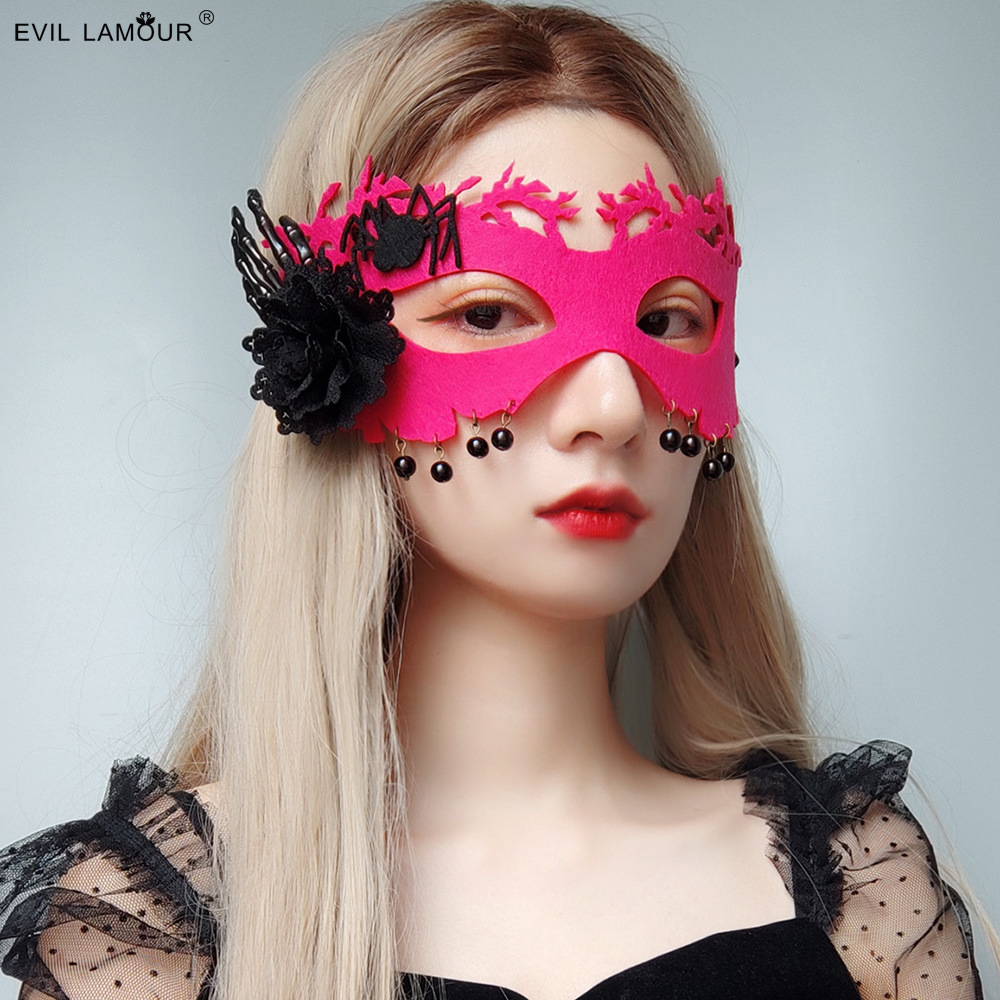Halloween Christmas Sexy Spider Reaper Mask Ball Half-face Unisex Adult Headpiece MJ-112