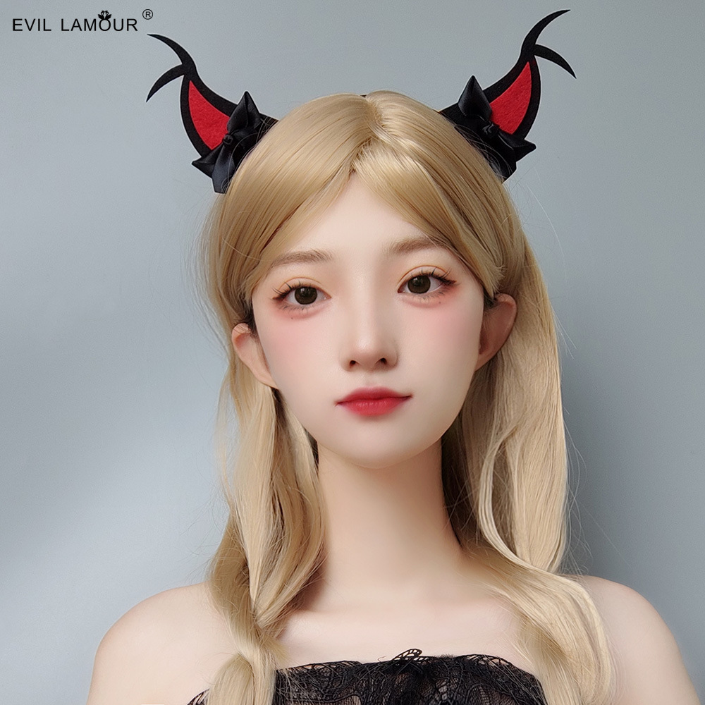 Halloween Cute Demon Bow Headband Novelty Ball Party Bar DJ Headpiece FG-24-1