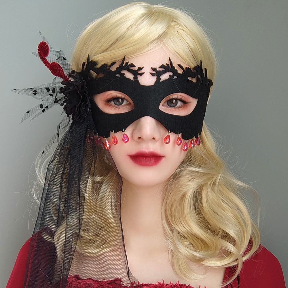 Halloween Christmas Sexy Tulle Mask Roleplay Sexy Prop Half-face Unisex Mask MJ-120
