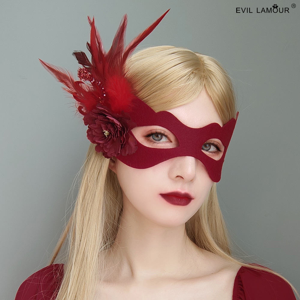 Christmas Feather Mask Women Half-face Masquerade Mask Party Host Holiday Costume MJ-126