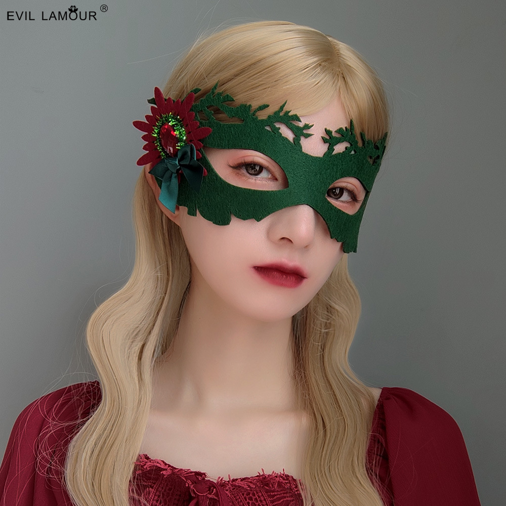 Christmas Green Cute Bow Holiday Mask Roleplay Prop Half-face Unisex Mask MJ-121
