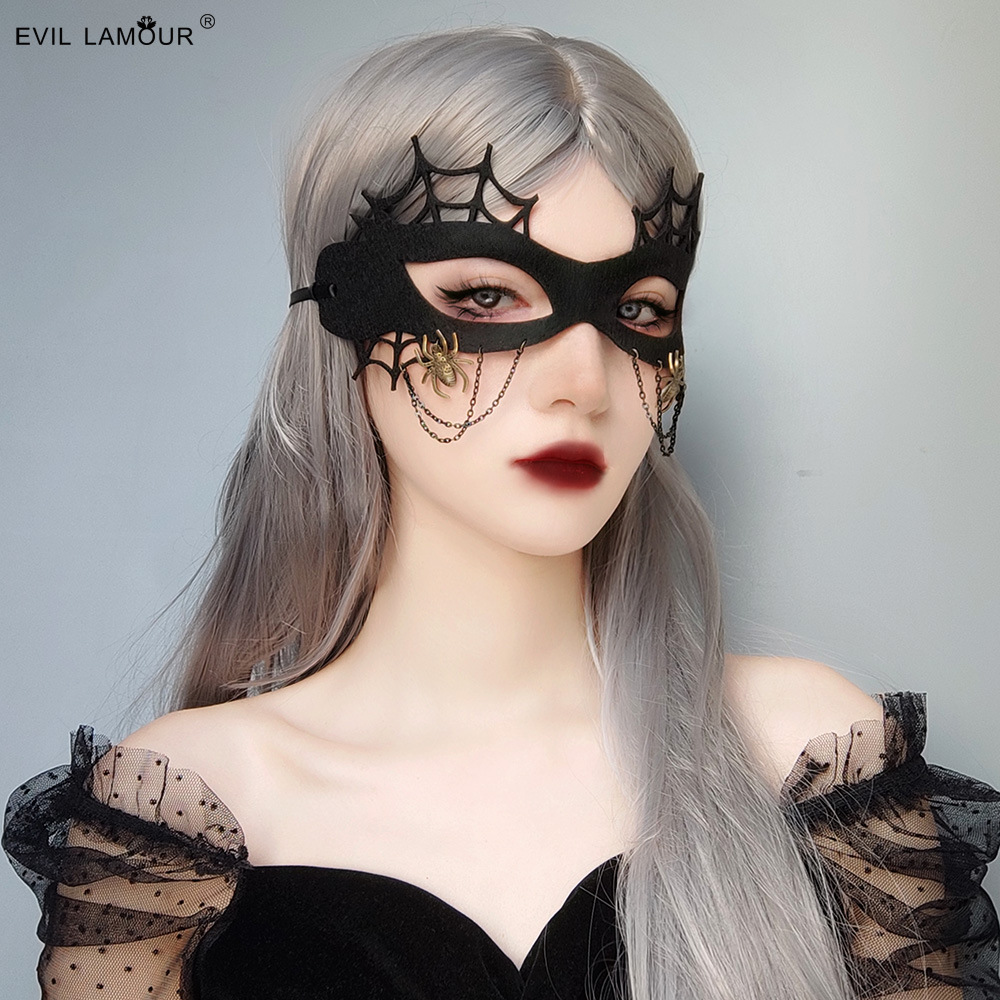 Halloween Makeup Mask Ball Sexy Women Half-face Sexy Princess Women Witch Spiderweb Mask MJ-135